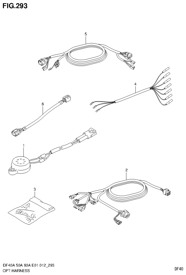 Suzuki DF40AST, DF50A, DF50ATH OPT:HARNESS (DF60AQH E1) parts diagram